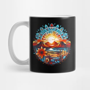 Native American Art Style Sunrise River Mug